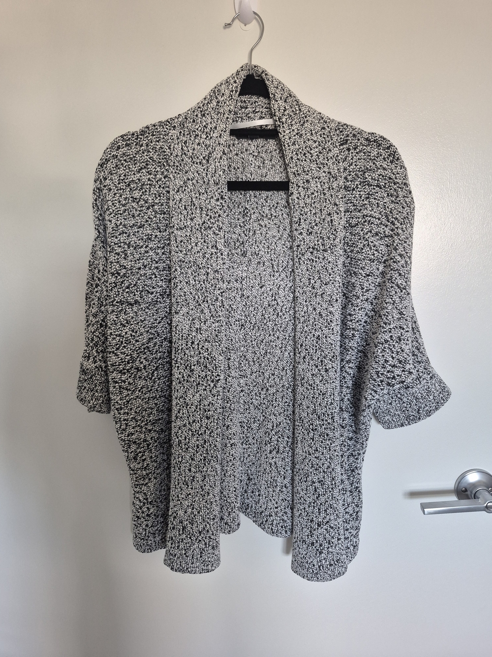 Banana Republic Black & White Marled Open-Front Cardigan